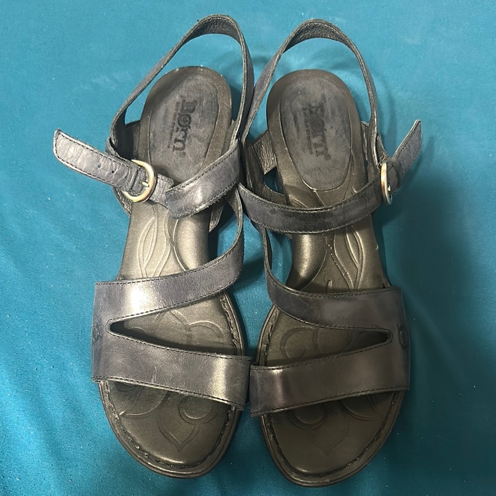 Born Black Strappy Sandals with Ankle Strap